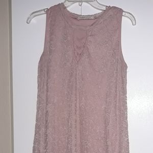 Pink lace mini dress